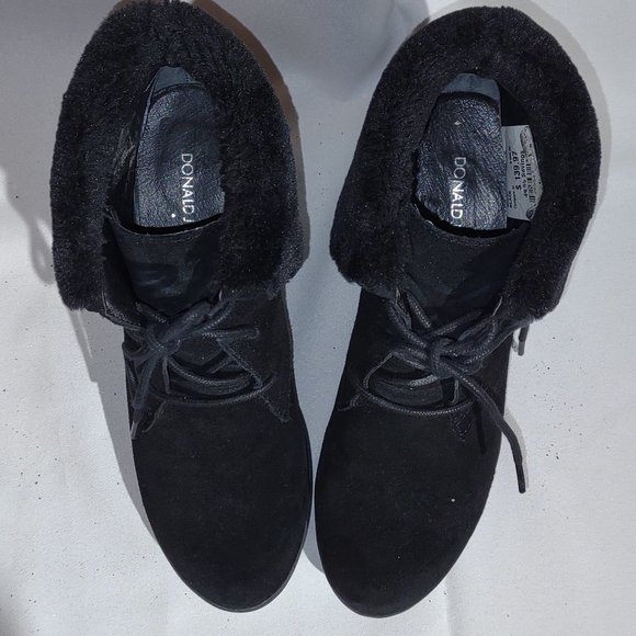 Donald J. Pliner black wedged suede ankle boots, size 6-1/2M - Picture 5 of 7